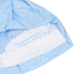 Hidden hand-embroidered message inside baby girl sky blue dress