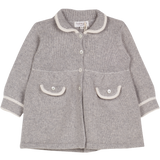Baby Girl - Cashmere Coat-Cardigan with Gathered Waist and Buttoned Pockets