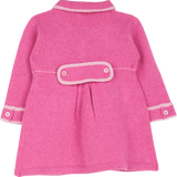 Baby Girl - Cashmere Coat-Cardigan with Gathered Waist and Buttoned Pockets