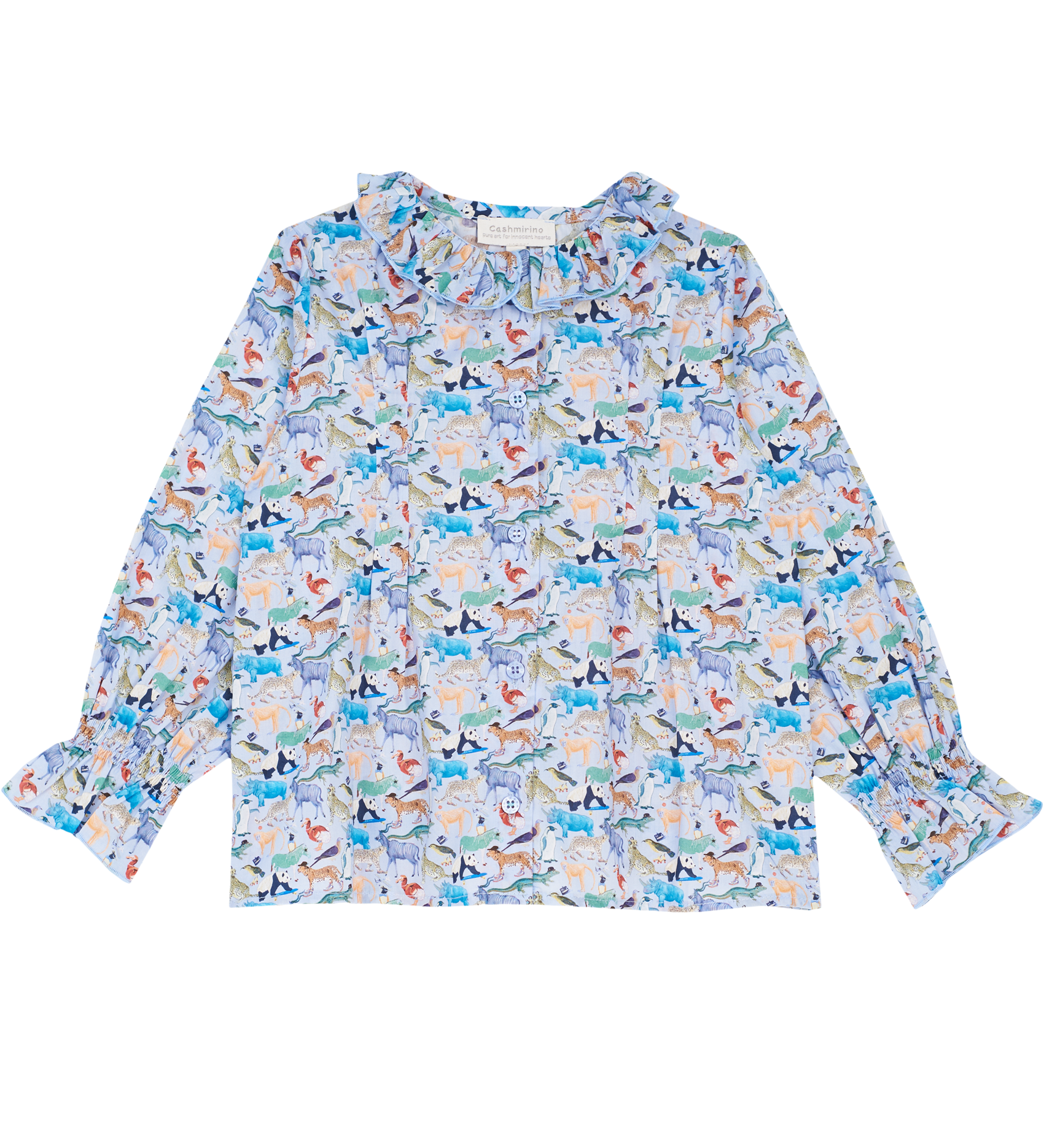 Girl - Callie 100% Cotton Blouse with Pleats in Nature Prints