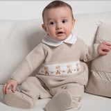 Baby Boy - Jason Cotton Set with Teddy Bear Smocked Panel