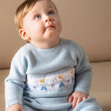 Baby Boy - Jason Cotton Set with Teddy Bear Smocked Panel