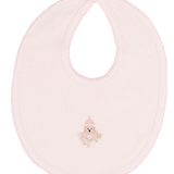 Baby Girl - Jolly Pima Cotton Baby Bib with Hand-Embroidered Dog