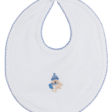 Baby Boy - Joy Pima Cotton Bib with Hand-Embroidered Dog