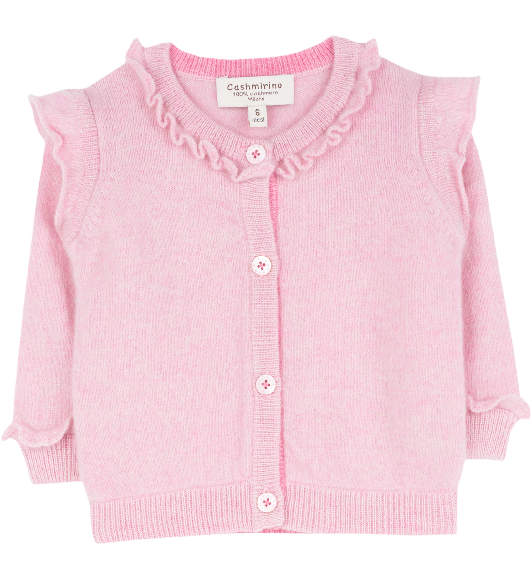 Baby Girl - Isabella Cardigan in 100% Cashmere – Frill Trim & Contrasting Detail