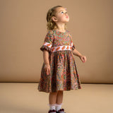 Girl - Lucille Feather Print Cotton Smocked Dress