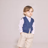 Baby Boy - Leather Boat Shoes With Contrast Colour And Velcro Strap