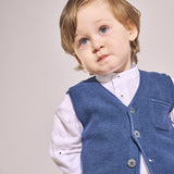 Baby Boy -  Ethan 100% Cotton V-Neck Sleeveless Cardigan With Pocket