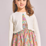 Girl - Zoey Cotton Round Neck Cardigan With Crochet Neck And Cuffs