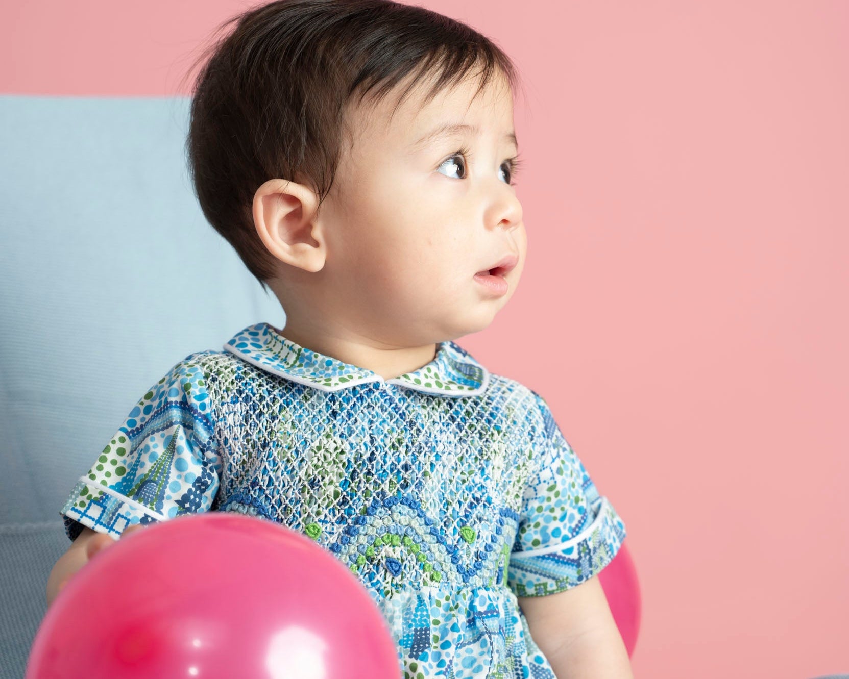 Cashmirino cotton embroidered romper for baby boys with delicate stitching and soft fabric.
