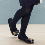 Mabel Girl – Suede Ballerinas with Multi-Coloured Pom-Poms