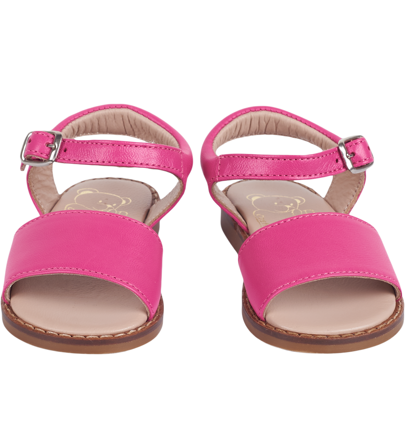 Girl wearing leather sandals with ankle strap – classic summer shoes