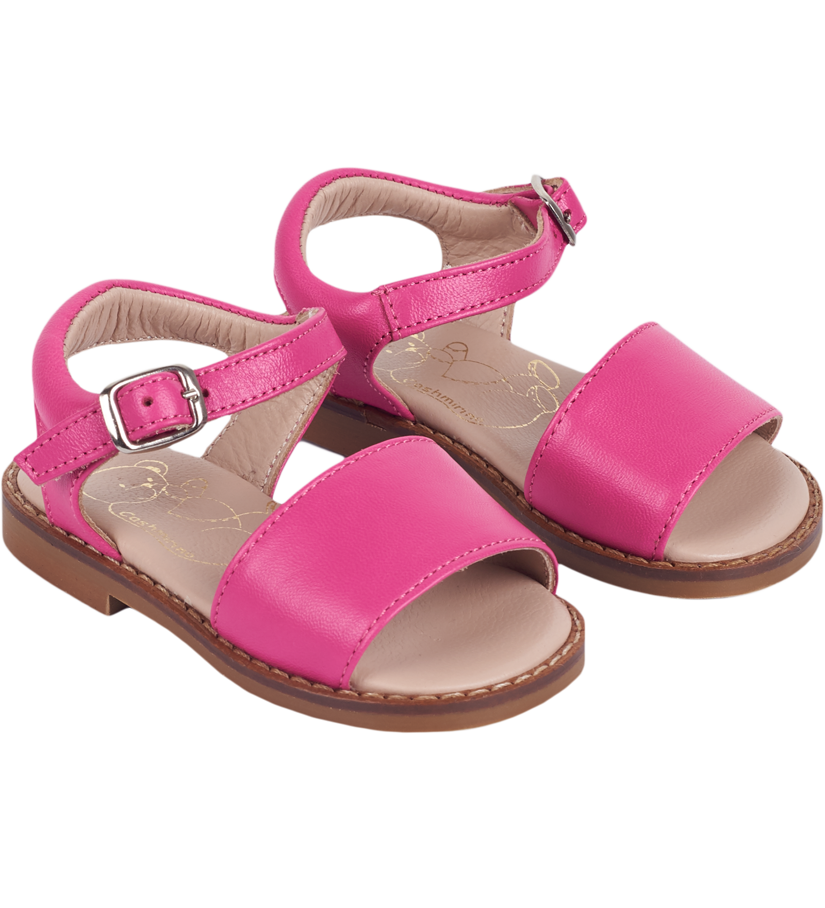 Girl wearing leather sandals with ankle strap – classic summer shoes
