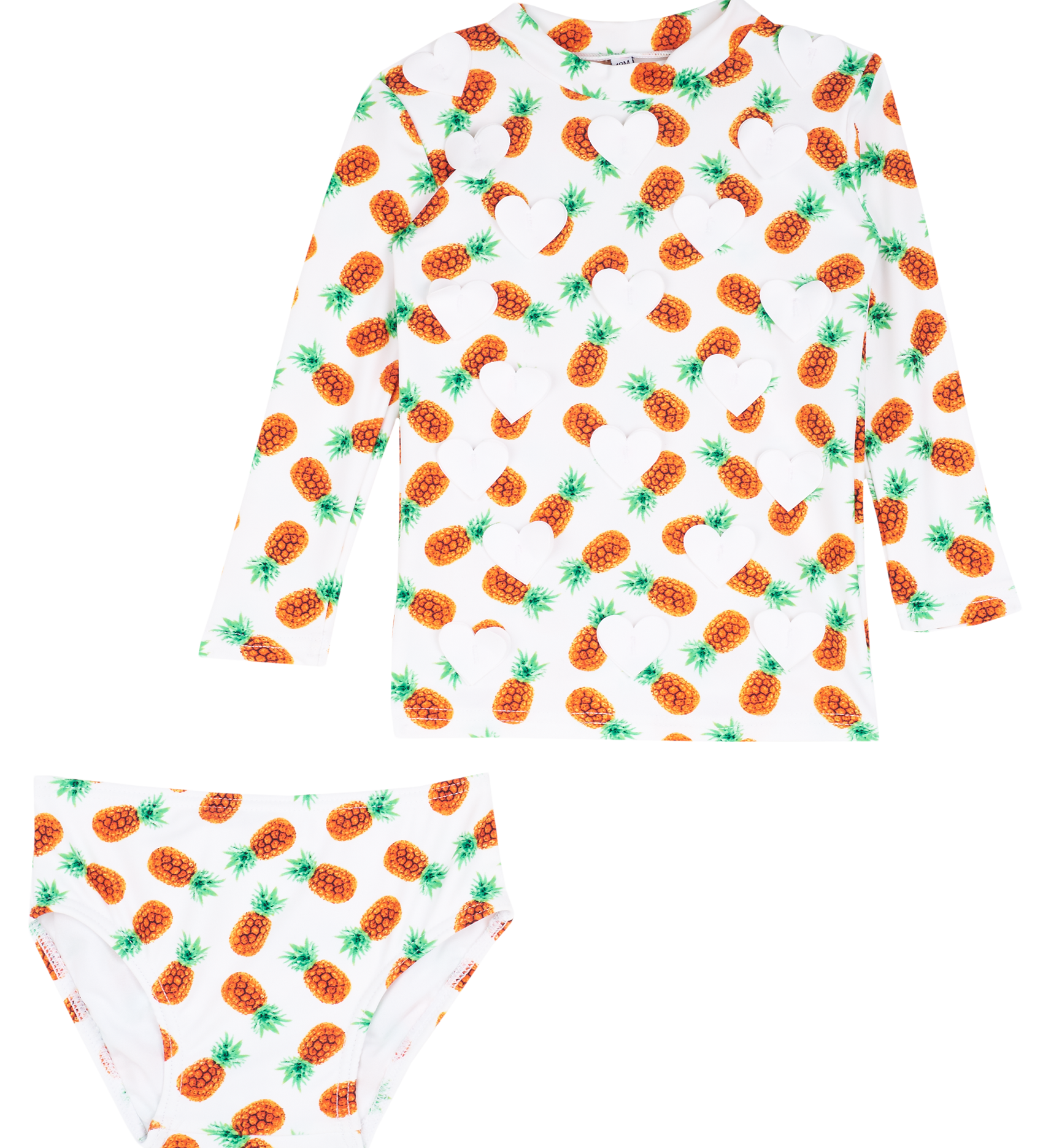 Baby Girl – Siena Long Sleeve Two-Piece Swimsuit With Heart Applique