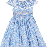 Girl - Genevieve 100% Cotton Smocked Hand Embroidered Knee Length Dress
