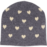 Girl - Mila 100% Cashmere Heart Intarsia Hat With Internal Contrast