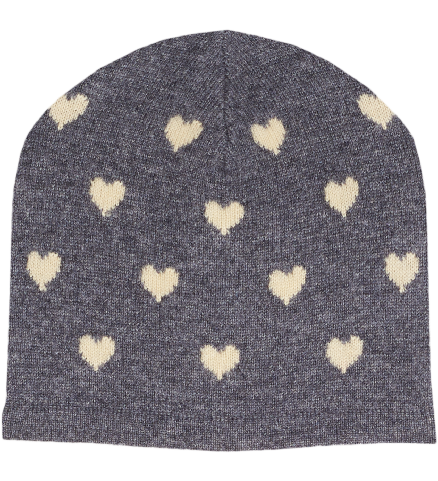 Girl - Mila 100% Cashmere Heart Intarsia Hat With Internal Contrast