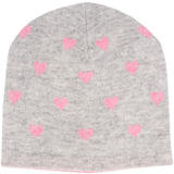 Girl - Mila 100% Cashmere Heart Intarsia Hat With Internal Contrast