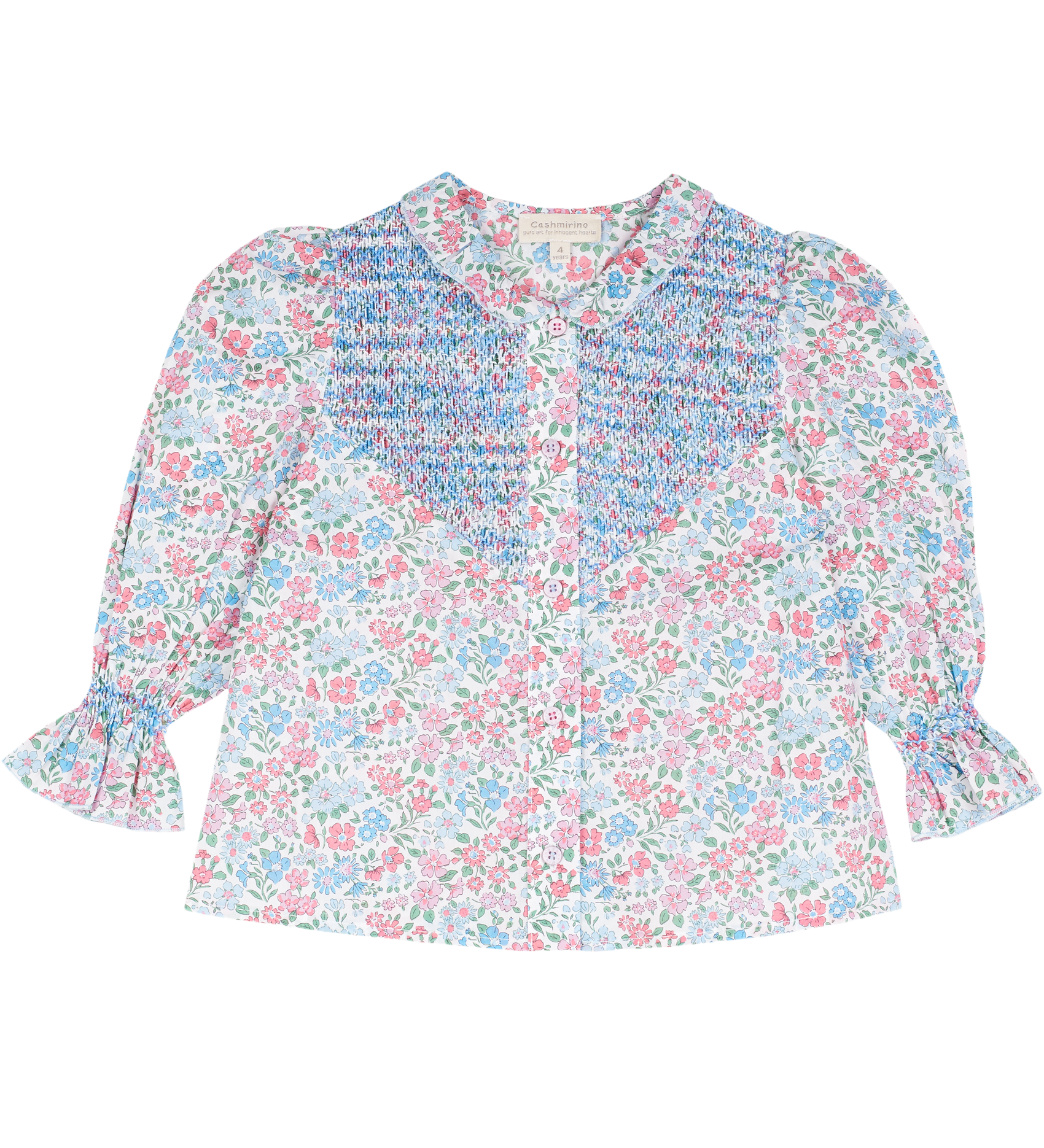 Girl - Victoria Liberty Print Smocked Blouse – 100% Cotton