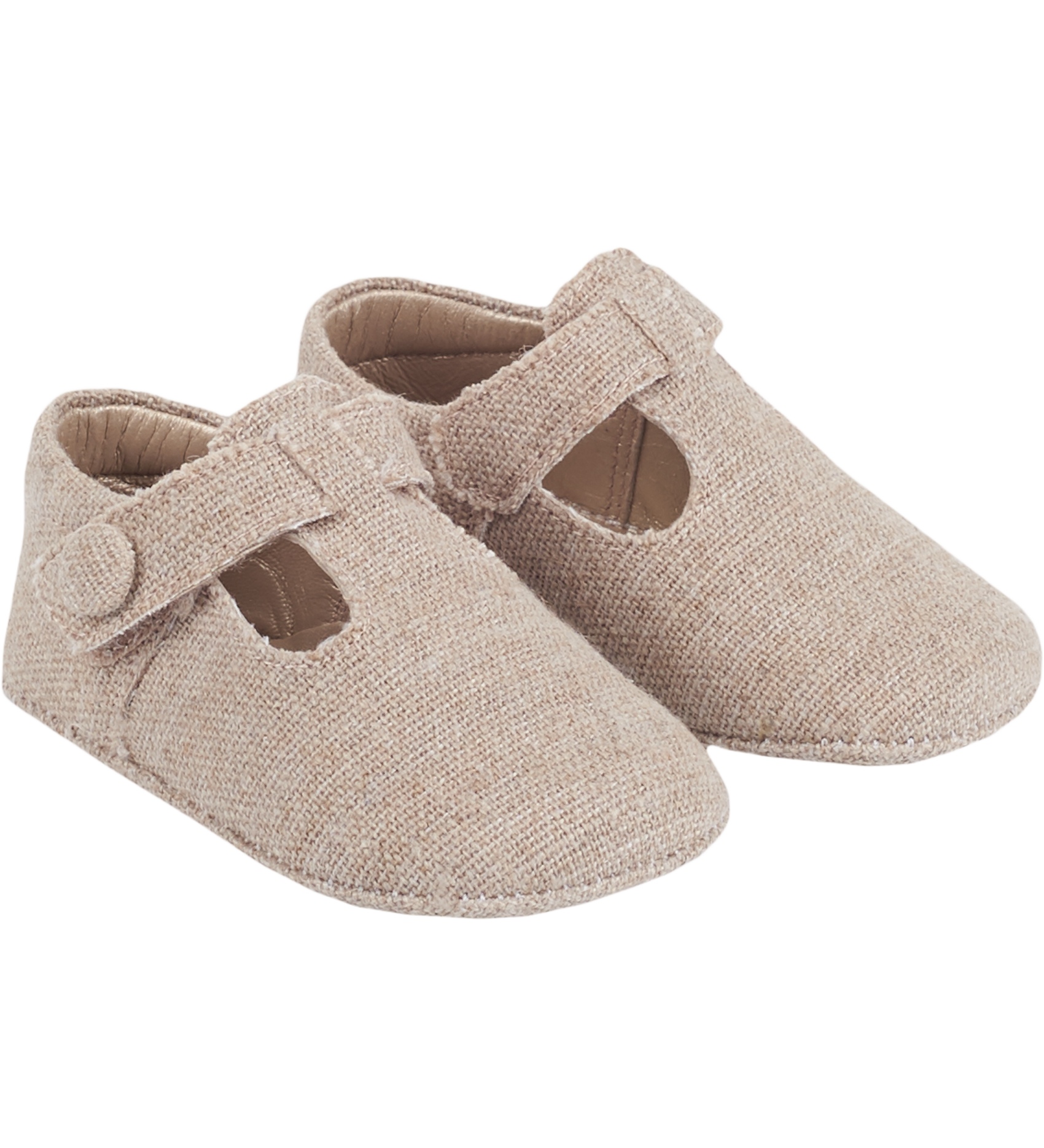 Cashmirino Baby boy crawling shoes in natural linen 