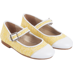 Girls’ yellow ballerina shoes with buckle strap and leather insole – Cashmirino