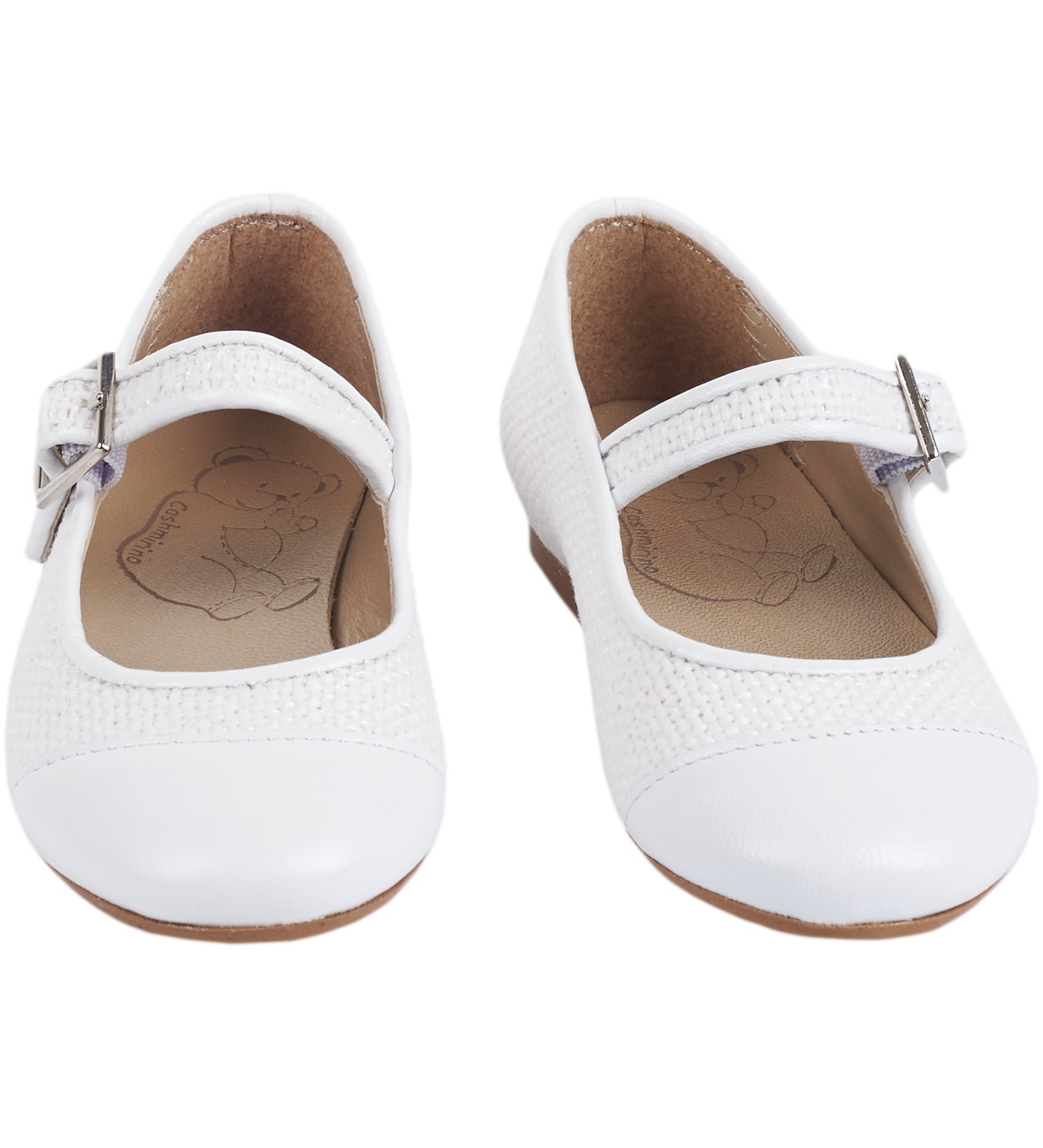 Elegant natural-tone girls’ ballerina shoes with rubber soles – Cashmirino