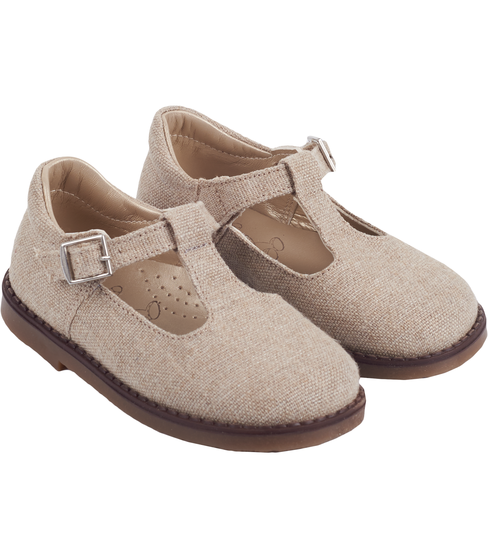 Natural linen Mary Jane shoes for girls with cushioned insole – Cashmirino