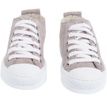 Unisex kids' leather trainers in light grey.