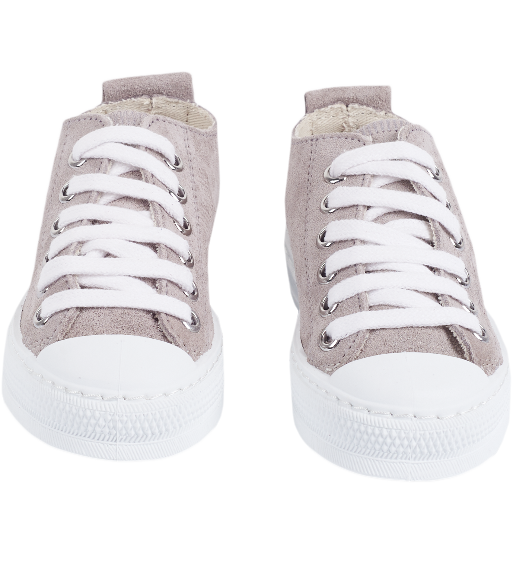 Unisex kids' leather trainers in light grey.