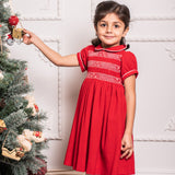 Girl - Marta Regal Hand Embroidered 100% Wool Smocked Dress