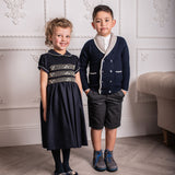 Girl - Marta Regal Hand Embroidered 100% Wool Smocked Dress