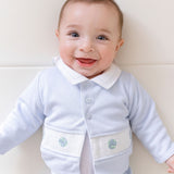 Baby Boy - Matteo Two-Piece Cotton Set with Embroidered Ball Detail