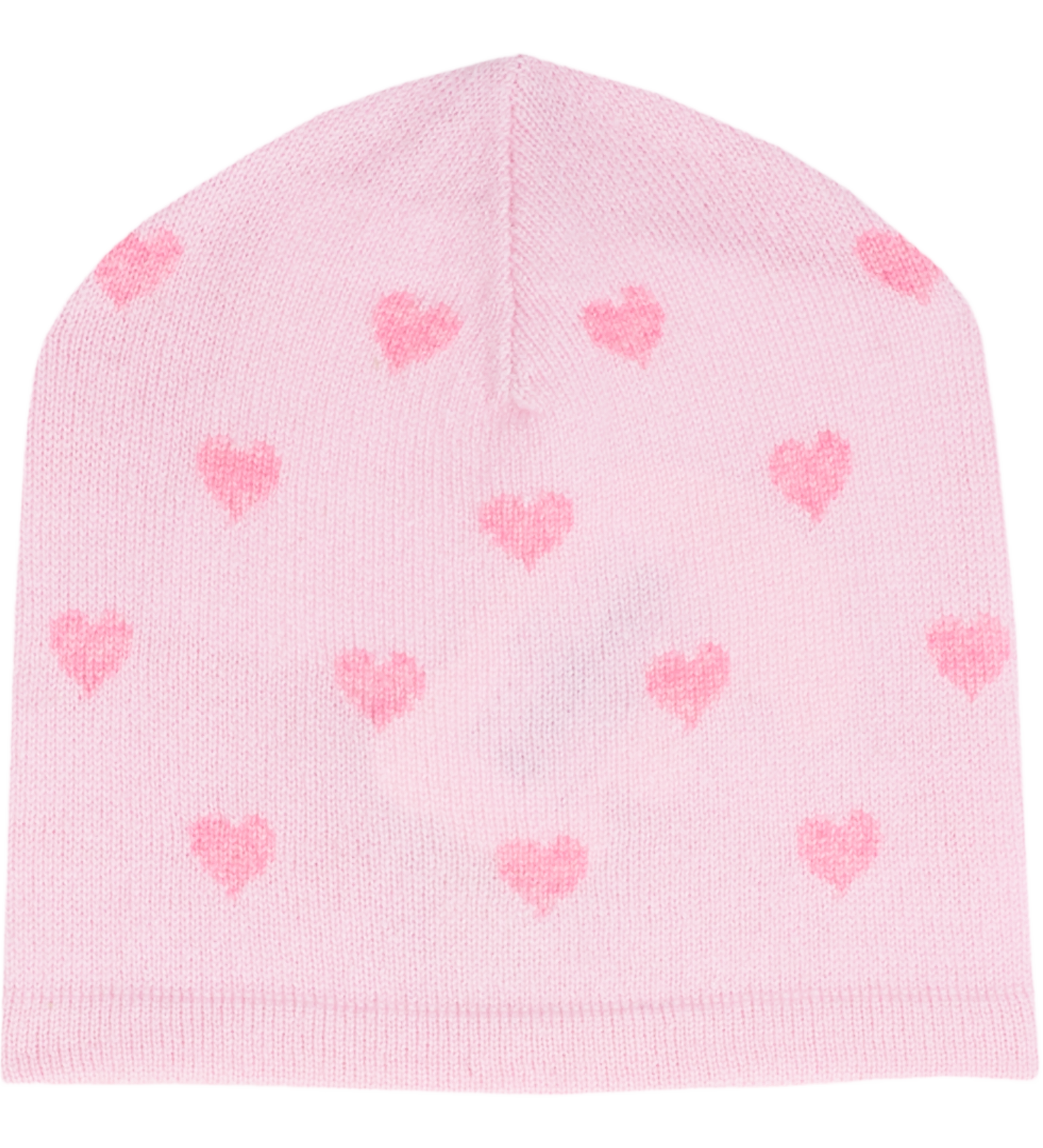 Girl - Mila 100% Cashmere Heart Intarsia Hat With Internal Contrast
