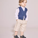 Baby Boy – Monty Leather Boat Shoes with Contrast Detail & Velcro Strap