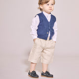 Monty Boy – Leather Boat Shoes with Contrast Detail & Velcro Strap