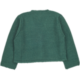 Baby Girl - Cropped Royal Alpaca Cardigan with Crochet Buttons