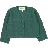 Baby Girl - Cropped Royal Alpaca Cardigan with Crochet Buttons