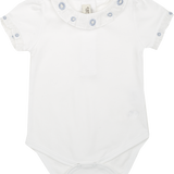 Baby Girl - Meggy Cotton Bodysuit with Ruffle Details and Hand Embroidery