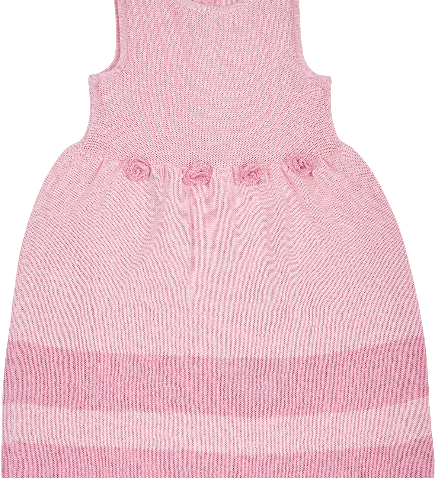 Baby Girl - Isadora Cotton Sleeveless Dress with Stripe Border and Crochet Flowers