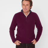 Men - 100% Premium Cashmere High Neck Cable Knit Jumper