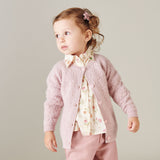 Girl -  Esme Lightweight Cashmere Cardigan with Diamond Pattern