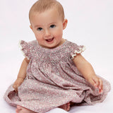 Baby Girl - Sara Hand Embroidered 100% Cotton Smocked Dress in Floating Flower Print