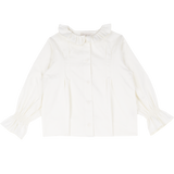 Girl - Callie 100% Cotton Blouse With Pleats and Ruffle Collar