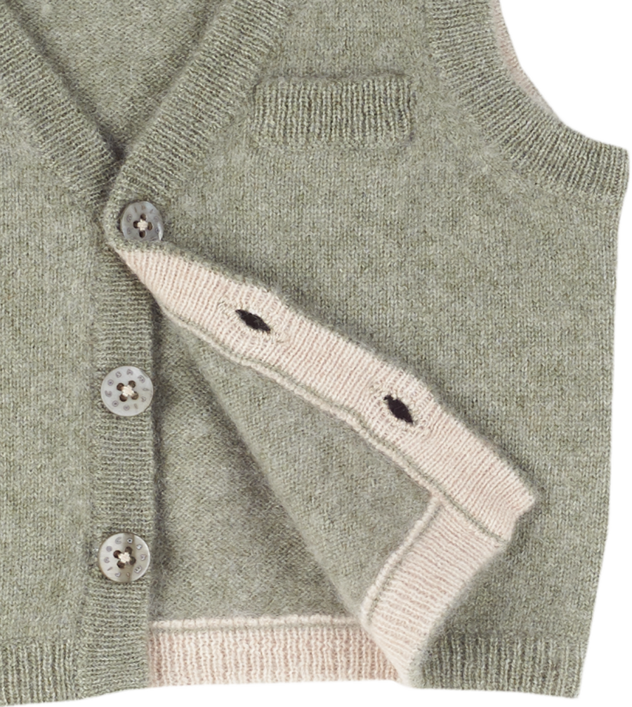 Baby Boy Benjamin 100 Cashmere V Neck Sleeveless Cardigan With