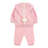 Baby Girl - 100% Cashmere Cardigan & Leggings Set – With Detachable Pom-Pom Hood