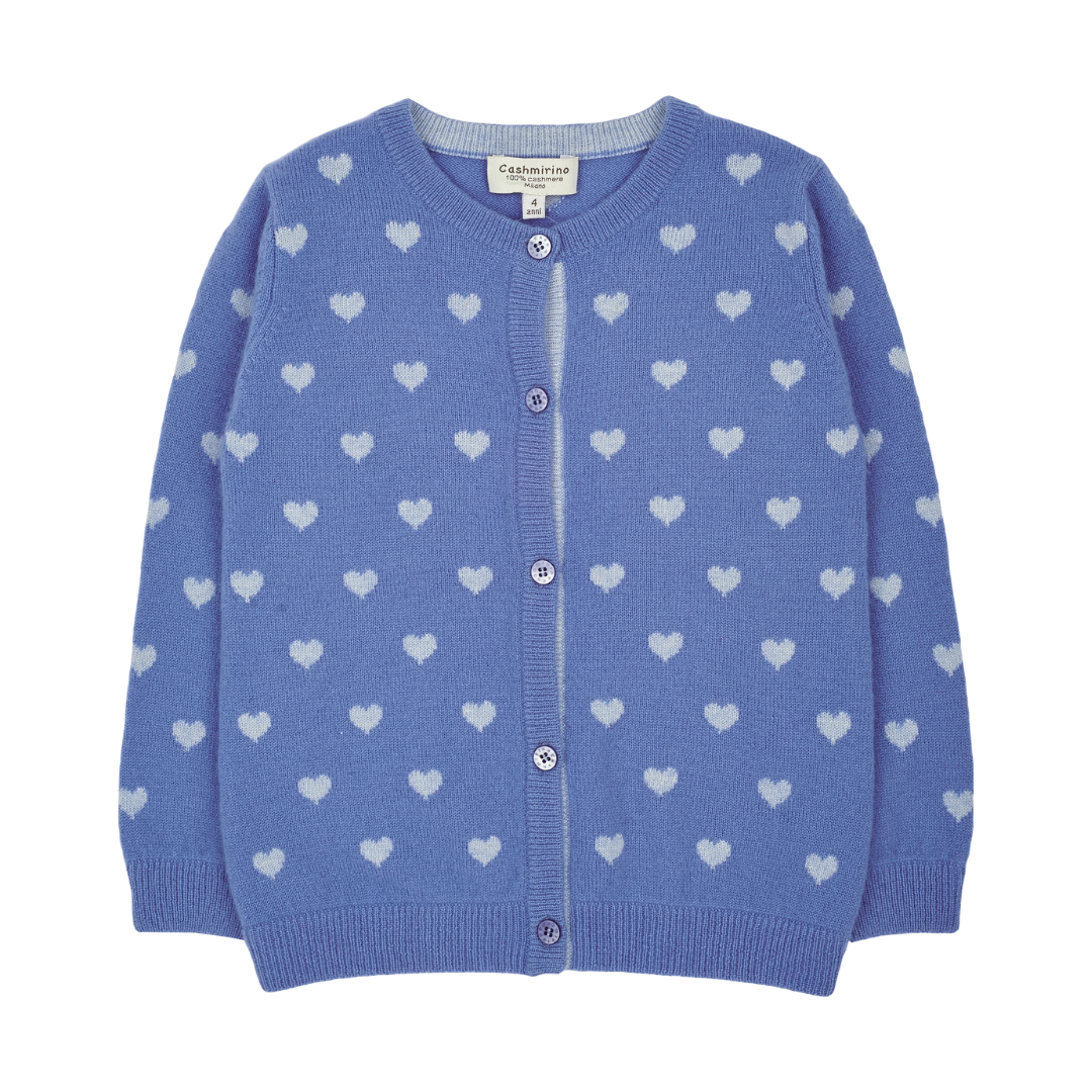 Baby Girl - Mila Cashmere Cardigan - Intarsia Heart Stitching
