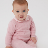 Baby Girl - Ilenia Long-Sleeved Pima Cotton Bodysuit with Contrasting Peter Pan Collar