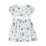 Girl -  Silk Floral Liberty Dress With Faux Belt And Puff Sleeves