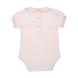 Baby Girl - Lena Pima Cotton Bodysuit with Smocked Collar and Floral Embroidery