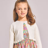 Girl - Zoey Cotton Round Neck Cardigan with Crochet Neck And Cuffs
